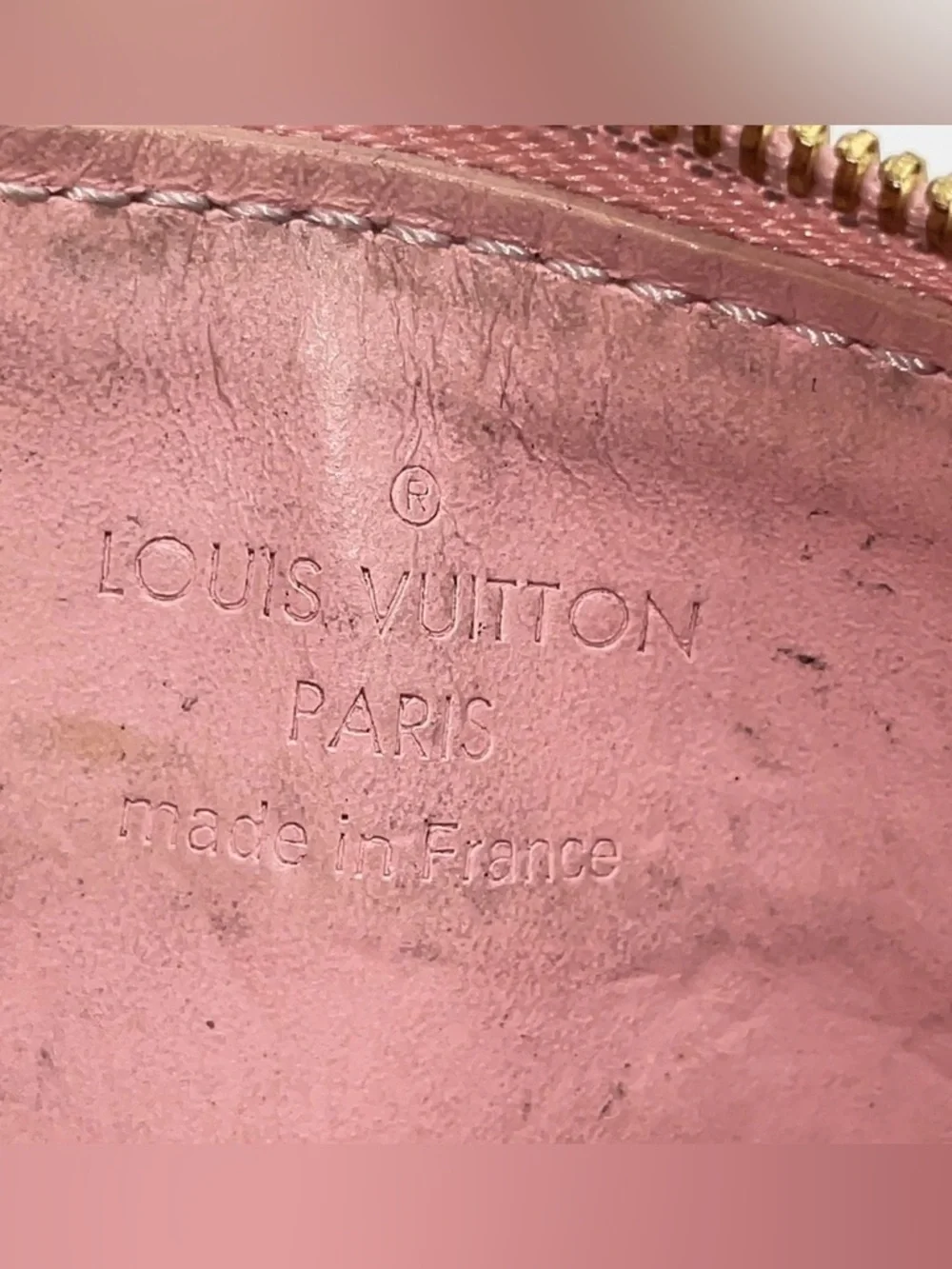 Auth Louis Vuitton Monogram Vernis Pochette Clé NM Orange/Beige